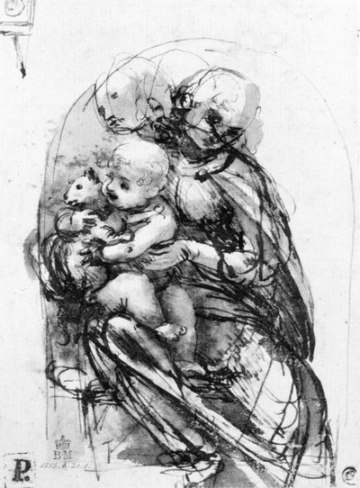 Studie voor een Madonna met een kat, c.1478-80 door Leonardo da Vinci